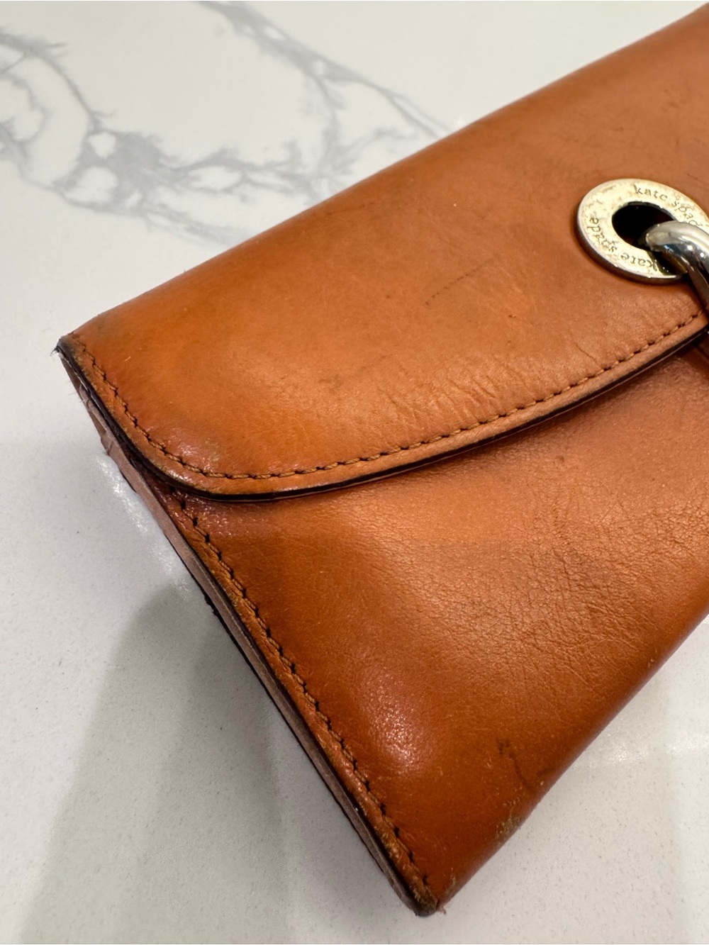 kate spade Leather Turn-Lock Wallet in Cognac Brown - Picture 3 of 6